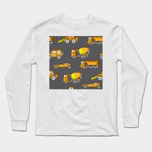 Vehicles orange on gray Long Sleeve T-Shirt